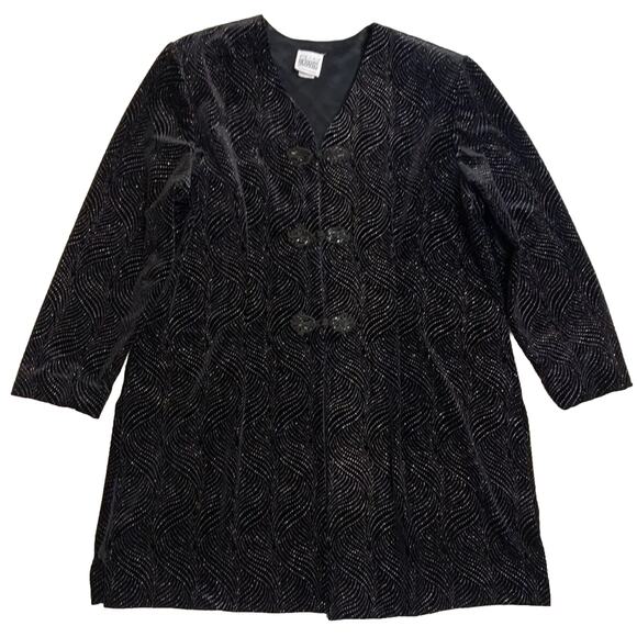 R&M RICHARDS Jacket Womens 18 BLACK SEQUINs Oriental Knots Long Formal Cardigan - Picture 1 of 11